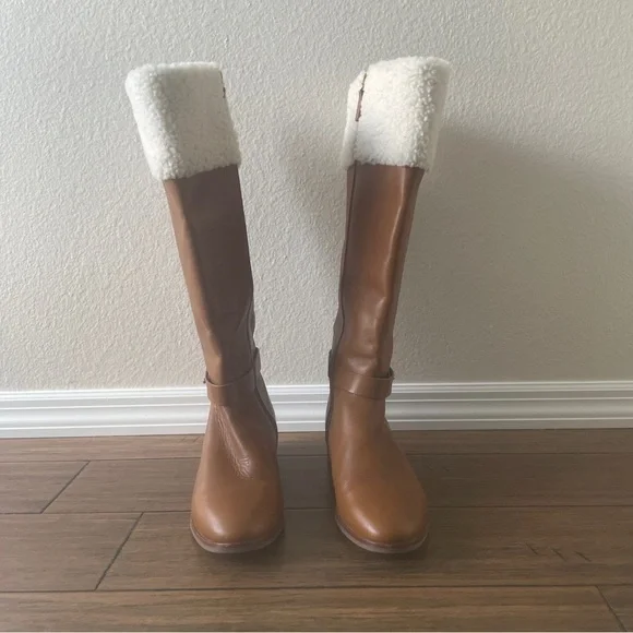Tory Burch boots Shearling Leather Everly boots tall knee high boots luxury boot - Picture 15 of 16